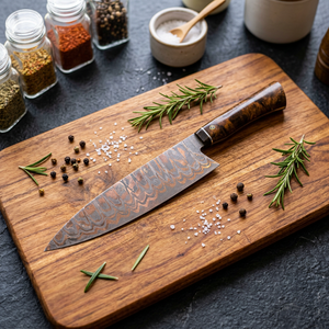OEM Custom Copper Damascus Steel Razor Sharp Blade Knife Handmade <b>BBQ</b> Meat Carving Chef Knife Resin Handle Ideal Gift - Product Image 6
