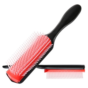 Hairbrush Nylon Pin 9 Rows Pins Hair Scalp Massage Comb Denman Hair Brush