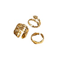 Gaovo Großhandel Edelstahl 18K Vergoldete Fischgräten-Offene Ringe Klassischer Europäischer Stil Nischen-Premium Mode Fingerringe