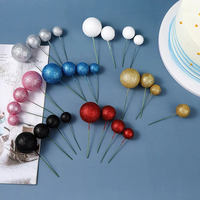 Boules de Mousse à Paillettes Décoration de Gâteau Joyeux Anniversaire Topper Faux Boule pour Décoration de Gâteau d'Anniversaire