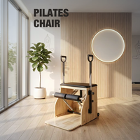 Chaise de Pilates Wunda professionnelle en bois de chêne avec pédale fendue, poignées de fitness pour la stabilité, 4 ressorts, mouvement de précision Pro