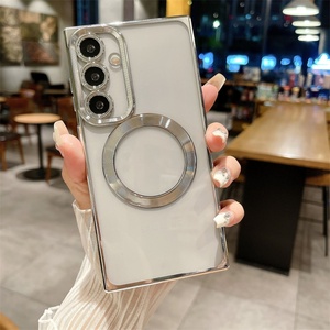 With Camera <b>Lens</b> <b>Protector</b> for Samsung S24 S23 S22 S21FE ULtra Plus Electroplated Phone case Transparent Magnetic Suction - Product Image 5