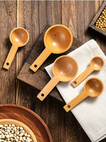 Ensemble de cuillères doseuses en bois naturel, kit de 5 cuillères en bambou pour poudre de matcha, café, protéines et ingrédients de pâtisserie