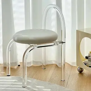 Chaise transparente en acrylique, meubles de chambre à coucher, chaises de luxe simples, maquillage, chaises en velours en plexiglas Transparent