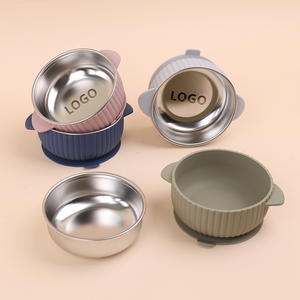 Yeni gelenler fonksiyonel kırılmaz çevre dostu çocuklar 304 paslanmaz çelik bebek platin silikon kol emme kasesi takım - Product Image 5