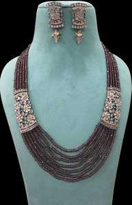 Conjunto de collar moderno multicapa con piedra AD con pendientes, perfecto para recepción de bodas y fiesta para mujer - Product Image 2