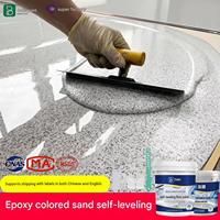 Peinture pour sols en ciment autolissant à base d'époxy et de sable coloré, imitation carrelage marbre, revêtement antidérapant, résistant à l'usure, à base d'eau