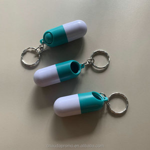 Promotion Mini Portable Plastic Vitamin Pill Box Creative Capsule-Shaped Candy Box Cheap Plastic Small Pill Box Keychain