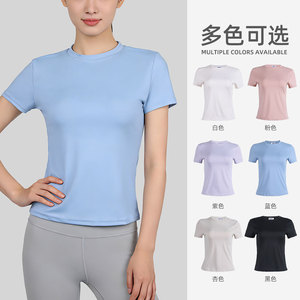 เสื้อโยคะผู้หญิงแขนสั้นคอกลมระบายอากาศได้ดีไร้รอยต่อแห้งเร็วโพลีเอสเตอร์ชุดกีฬาวิ่งออกกำลังกายเสื้อผ้าฤดูใบไม้ผลิ - Product Image 5