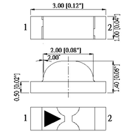 LED SMD 1204 blanc chaud 3000K à émission latérale avec courant direct 20mA, garantie 2 ans pour l'indication sur panneaux de commande industriels