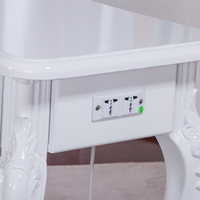 Table de Manucure Moderne de Luxe Style Antique, Élégante Table à Ongles en MDF avec Magnifiques Gravures, Coiffeuse Blanche pour Salon de Beauté