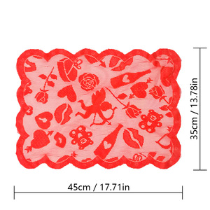 Ensemble de chemins de table en dentelle en forme de cœur pour la Saint-Valentin, décoration de bouteille de vin rouge pour mariage, nappe festive pour la décoration de fête romantique - Product Image 5