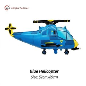 Ballons en aluminium de véhicules de dessin animé : Voiture, Hélicoptère, Avion rouge et bleu, Ballon Mylar pour garçons, Thème voiture et avion, <span class=keywords><strong>Anniversaire</strong></span> d'enfants - Product Image 4
