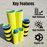 Protection de colonne de rayonnage en HDPE jaune avec noyau en mousse bleue, protection anti-collision pour chariots élévateurs en entrepôt