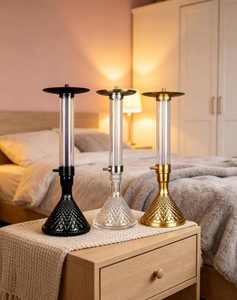 Cachimba de Vidrio Transparente Moderna con Base Metálica y Accesorios para Salón, Bar y Uso Doméstico - Product Image 6