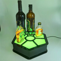 Bar Discothèque Logo personnalisé Acrylique Led Coloré Lumineux Hexagonal Présentoir À Vin Porte-Vin Base Bouteille Glorifier