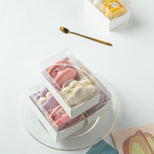 Luxury Custom Printed Dessert Packaging Boxes Clear Window French Macaron Box