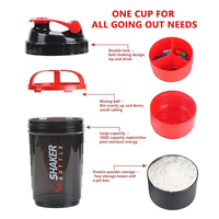 Botella Deportiva Ecológica de Plástico de 600 ml, Duradera, 3 en 1, Portátil, para Gimnasio y Deportes, Vaso Mezclador de Proteínas