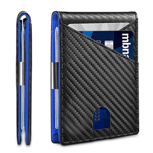 <span class=keywords><strong>Portefeuille</strong></span> mince court à deux volets en cuir véritable marron pour hommes de luxe avec fermeture minimaliste pince à billets en matériau PU Durable - Product Image 1