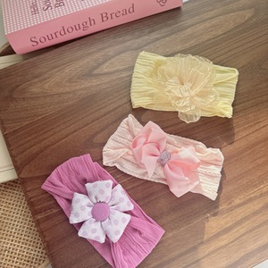3Pcs <b>Baby</b> Textured <b>Headband</b> Set 3D Organza Flower Embroidery Bow Soft Stretch Infant Forehead Protector Hair Accessories - Product Image 2