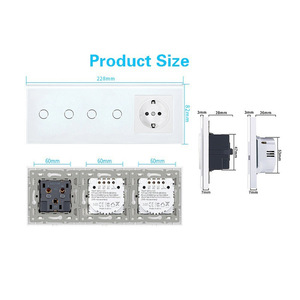 ยูบาโร 228 ประเภทสวิตช์สัมผัสแบบรวม 10A 110-240V แบบฝังมาตรฐานยุโรป - Product Image 2