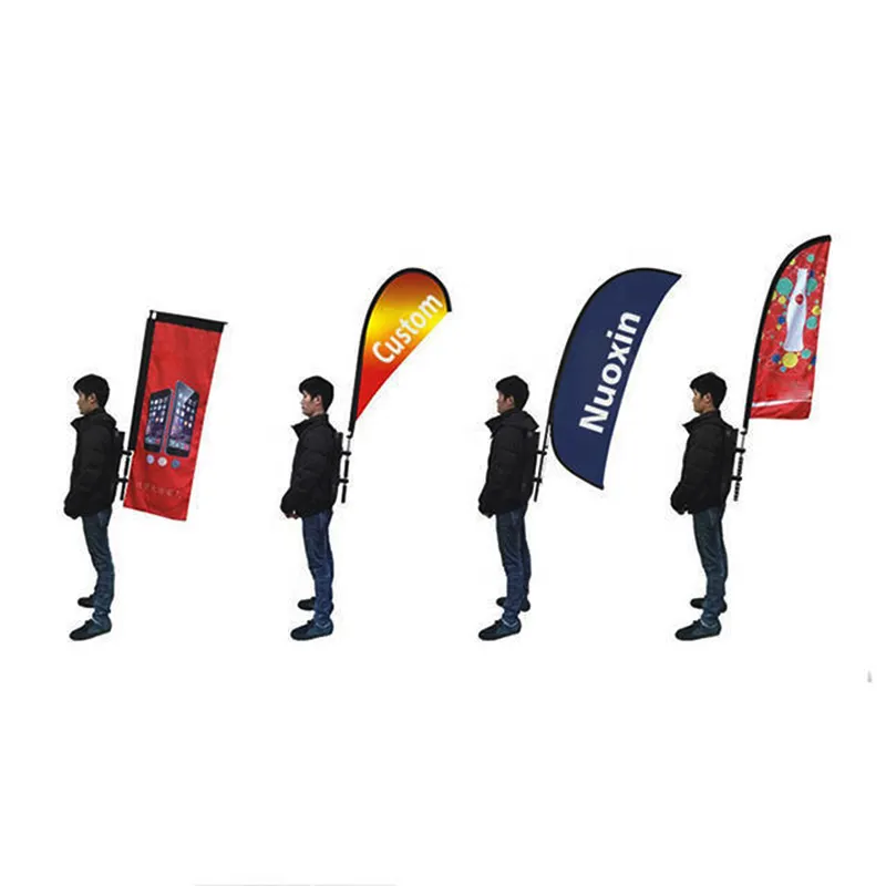 थोक कस्टम आउटडोर प्रोमोशनल मार्केटिंग स्ट्रीट विज्ञापन फेदर बैकपैक ध्वज और बैनर