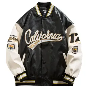 wholesale embroidery patch baseball letterman leather varsity jacket for men