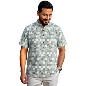 <b>Men's</b> Cotton Printed <b>Kurta</b> Regular Fit Casual Wear India Pakistan Style All Seasons M L XL 2XL - Product Image 1
