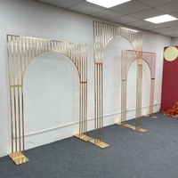 Set de 3 pièces de fond de scène de mariage en tube d'or brillant Décoration de cadre de ballon arqué Arches en métal plaqué or