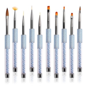 Pinceau liner en nylon pour nail art UV, avec virole sertie, pour la sculpture de pétales et la peinture de cristaux - Product Image 1