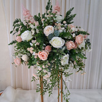 Centerpiece Pernikahan MoKtong Grosir 80cm Bola Bunga Sutra Hijau Pink untuk Latar Belakang Altar