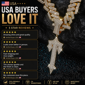 Chaîne Cubaine Noire 15 mm Iced Out, Chaîne Lien Hip Hop avec Collier Pendentif Épée <span class=keywords><strong>en</strong></span> Strass Violets, Collier Plaqué Or - Product Image 5