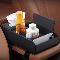 Organisateur de console de voiture multifonctionnel avec double porte-gobelets, rangement pour mouchoirs et téléphone, éponge élastique, pour BMW Toyota Honda
