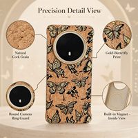 Étui magnétique en liège écologique avec motif papillon pour HUAWEI Mate 70 60 Series, compatible avec la charge sans fil