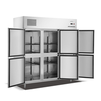 Réfrigérateur commercial en acier inoxydable à six portes, haute efficacité, grande capacité pour restaurant, hôtel, restauration