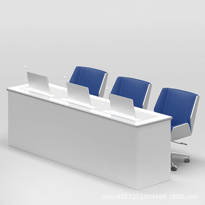 Console de contrôle intelligente sans papier 300015A, table de conférence en MDF gris clair avec écran d'affichage pour salle de réunion et bureau - Product Image 3