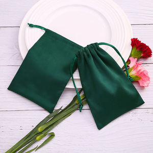 Dark Green Flannel <b>Drawstring</b> Bag 7x9 Cm Jewelry Packaging Gift Bag Rectangular Fabric Storage <b>Pouch</b> For Accessories - Product Image 2
