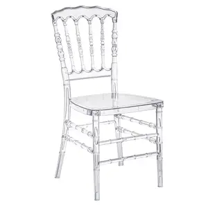 Silla Tiffany Chiavari de resina de cristal acrílico transparente, silla de comedor de plástico transparente para bodas y banquetes, venta al por mayor