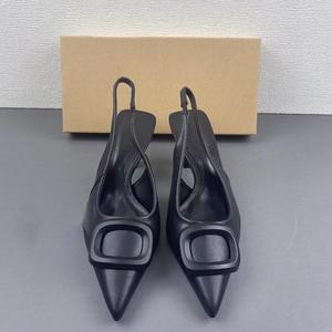 Chaussures De Dames 4CM Low Female Luxury Designer Shoes Slingbacks <b>White</b> <b>Heels</b> for Women - Product Image 3