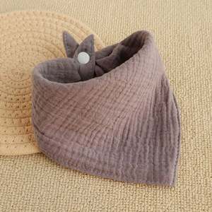 Bavoirs pour bébé en mousseline imperméable, en coton pur doux, personnalisés en gros en Chine, OEM, nouveau-né, avec impression unie - Product Image 4