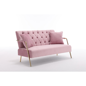 TOSEE Divano Letto a Due Posti Elegante e Moderno in Velluto Rosa con Struttura in Legno Design <span class=keywords><strong>Classico</strong></span> per <span class=keywords><strong>Soggiorno</strong></span> o Appartamento - Product Image 1