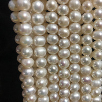 Perles en vrac 8-9 mm, perles d'eau douce naturelles semi-finies pour collier, perles blanches pures presque rondes pour la fabrication artisanale DIY