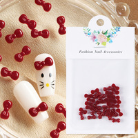 Logo gratuit, 30 pièces/sac, nœuds papillon, accessoires pour nail art, rouge vin, décorations en résine 3D