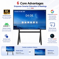 Tableau blanc interactif intelligent 4K UHD de 86 pouces, écran tactile 40 points, tableau numérique Android 13 OS pour l'enseignement en classe et les entreprises