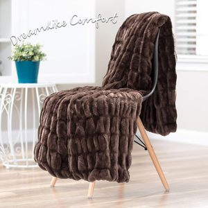 Plaid en fausse <span class=keywords><strong>fourrure</strong></span> de lapin doublement froncé, luxueux, doux, réversible, effet <span class=keywords><strong>vison</strong></span>, 60 x 72 pouces, couleur Dune du désert - Product Image 1