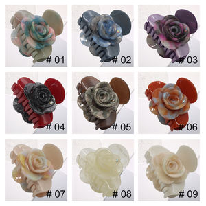 مشبك شعر أسيتات بتصميم زهور، ملمس لامع، قبضة قوية، إكسسوارات شعر للاستخدام اليومي للشعر متوسط إلى كثيف - Product Image 4