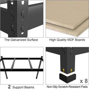 Estante de esquina de acero galvanizado de 1800MM de alta resistencia, tablero de MDF de 5 niveles, estantería de Metal sin PERNOS/remaches, estantes apilables para garaje - Product Image 5