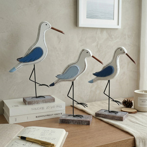 Figura de pájaro de patas largas de madera, decoración del hogar de estilo mediterráneo, adorno de escritorio para sala de estar, diseño simple, forma irregular - Product Image 1