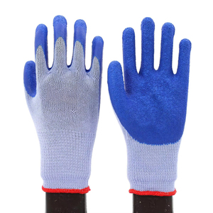 Guantes de seguridad PPE de algodón gris de calibre 10, tejidos, con revestimiento de látex negro arrugado. - Product Image 5