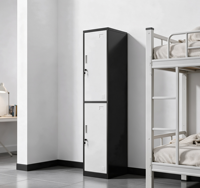 Casier à deux portes bicolore noir et blanc, armoire de rangement moderne en métal pour bureau, école, salle de sport et personnel